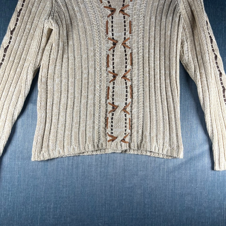 Suéter De Colección Westbound Para Mujer Talla S Tostado/Marrón Tejido con Cable Cuello en V Manga Larga Foto 4 de 4