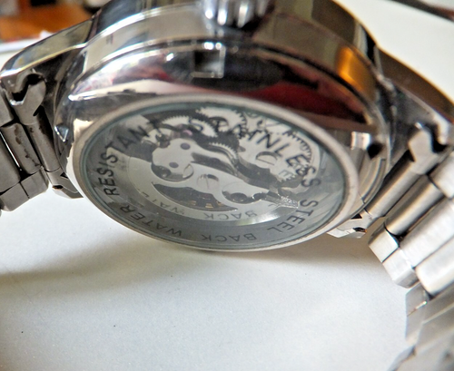 Skeleton Automatic Winding Chrome/Stainless-Steel Mechanical Watch - Works Well - Picture 7 of 8