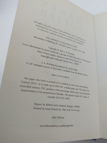 First Edition Harry Potter and the Half-Blood Prince Hardback by J. K. Rowling - Picture 17 of 19