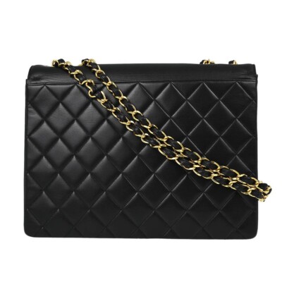 Chanel Black Lambskin Maxi Classic Flap Shoulder Bag 152750 | eBay