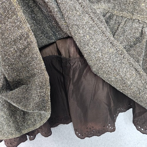 H&M Damenrock braun Lagenlook Rüschen gefüttert Größe 16 goldene Nähte - Bild 10 von 10