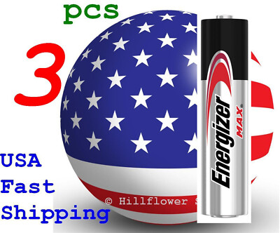 3 piece AAA LR03 EN92 Max Energizer Bulk 1.5V Alkaline Battery w/trk# TT