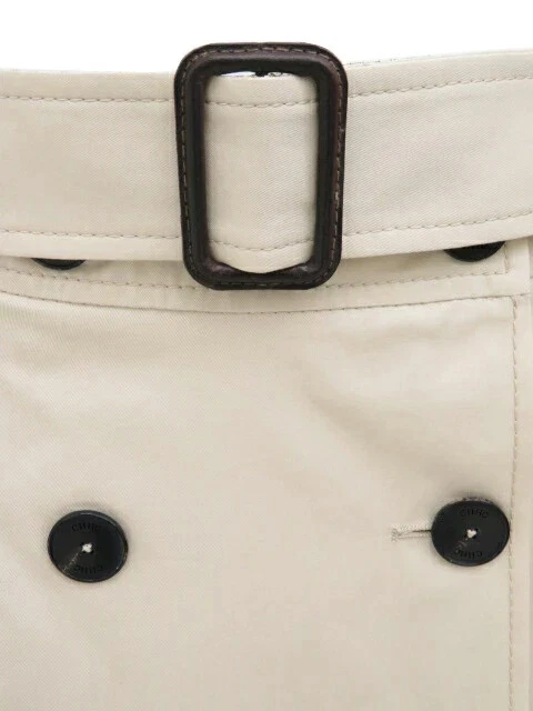 Falda Carolina Herrera Algodón Estilo Trinchera Cinturón Doble Pecho Beige Usada Foto 3 de 4