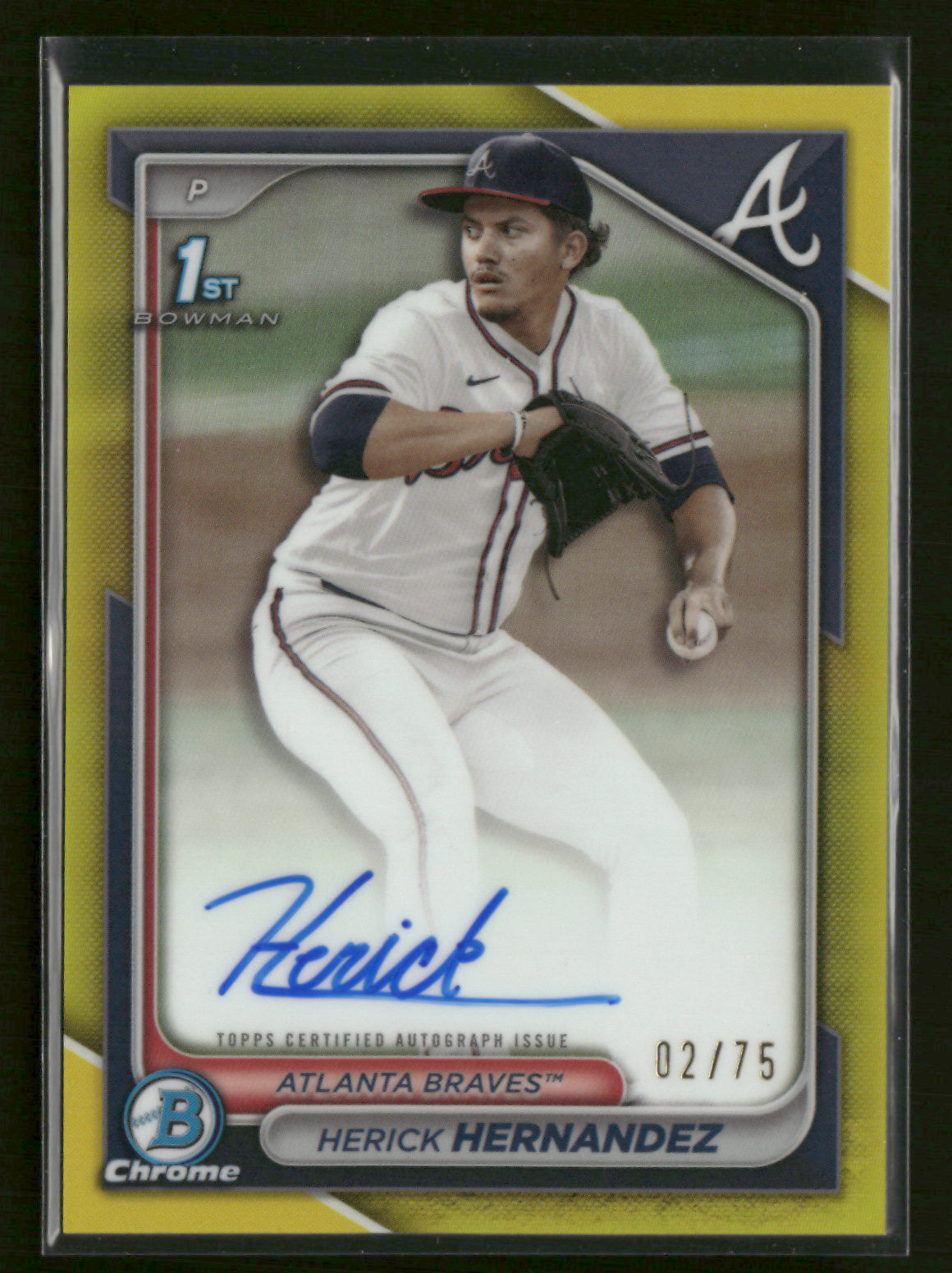 2024 Bowman Draft Chrome 1st Bowman Herick Hernandez Yellow Auto 02/75 [xdA90