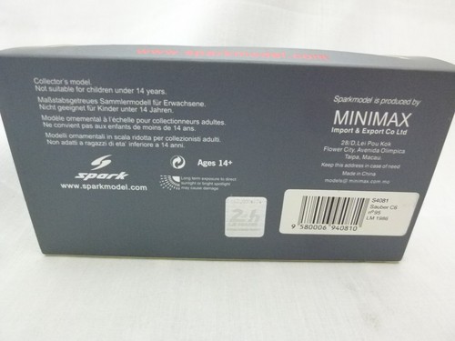 Spark 1:43 Sauber C6 #95 R.Bassaler-D.Lacaud-Y.Tapy Le Mans 1986 S4081 Diecast - Picture 11 of 12