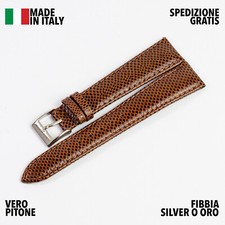 CINTURINO OROLOGIO ARTIGIANALE MADE IN ITALY VERA PELLE DI PITONE 16MM 18MM 20MM