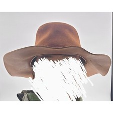 Vintage Leather Hat Western Cowboy Wide Brim Brown Medium Handmade OOAK