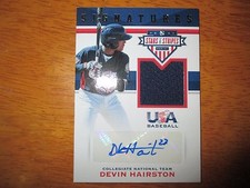 DEVIN HAIRSTON 2017 Panini Stars & Stripes USA Baseball Jersey AUTO #151/299