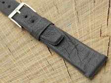 Accutron NOS Unused Vintage Black Leather Watch Band w Silver Tone Buckle 16mm