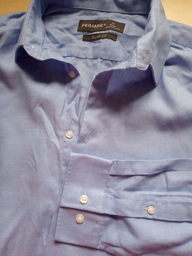 Mens Blue Single Cuff Dress Shirt 16 