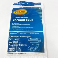 Sears Kenmore Type C Canister Vacuum Bags 5055, 50557  50558 By EnviroCare 3 Pk