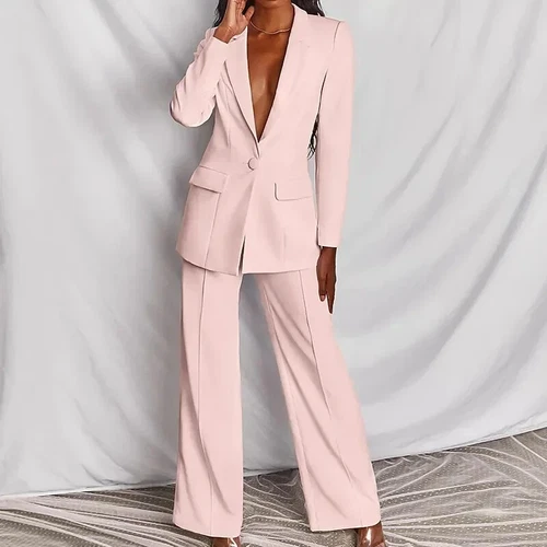 Women Set Long Pants Blazer Suit 2Pieces Office Blazers Lady Autumn Clothes - Picture 16 of 32