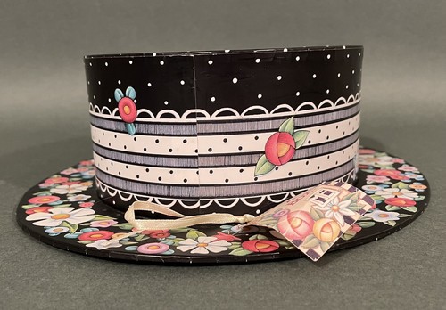 Caja de regalo de almacenamiento con forma de sombrero floral Mary Engelbreit 1998 - Imagen 4 de 9
