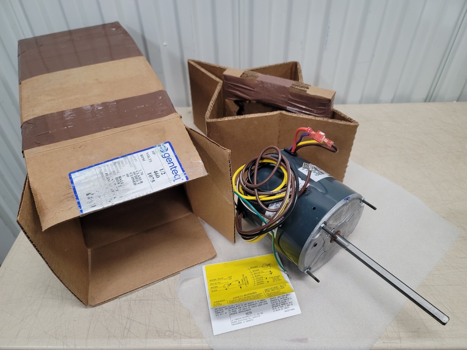 Genteq Condenser Fan Motor, 1/2 HP, 1 Ph, 60 Hz, 460 V, 1075 RPM, 1