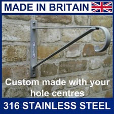 Hanging basket bracket stainless steel made to your hole centres 14" baskets