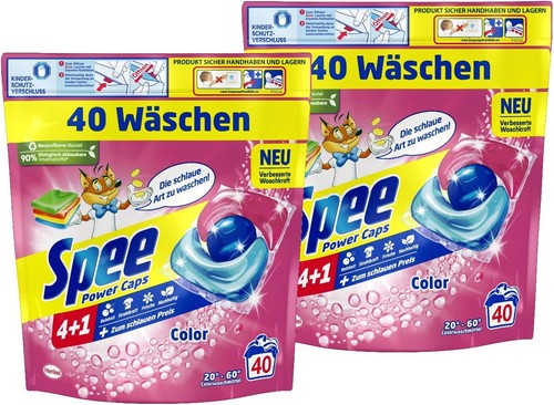Spee Power Caps Color 4+1 Colorwaschmittel für Buntwäsche, vordosiert, 2x 40 WL - Bild 1 von 8