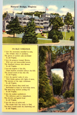 c1940s Natural Bridge Hotel Virginia Postcard Vintage Scenic View Linen