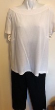 Ronni Nicole By Ouida Women Pantsuit White Top Black Pants Sz 20W Made In USA