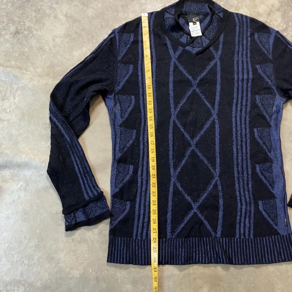 Just Cavalli Sweater Mens 58/ 4XL Angora Cashmere Wool Blend Black Blue - Image 4 of 4