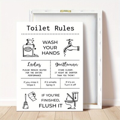 Black and White Colour Scheme Simple Suitable for Bathroom, Toilet - with Frame