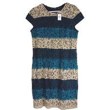 Ann Taylor Sheath Knee Length Dress with Lace Overlay Size 10 Elegant Boho Chic