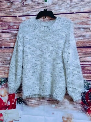 WILD FABLE BRAND LIGHT GRAY AND WHITE FUZZY SOFT SWEATER WOMEN'S  L