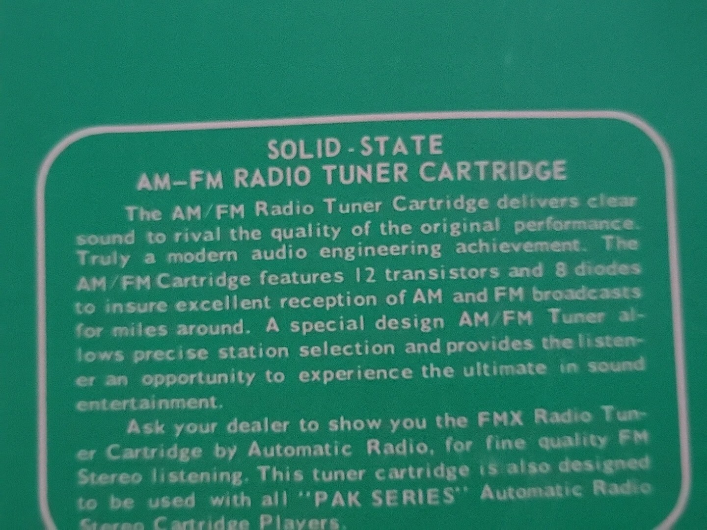 Rare Automatic Radio 8 Track FM Tuner Cartridge W/Papers & Box eBay