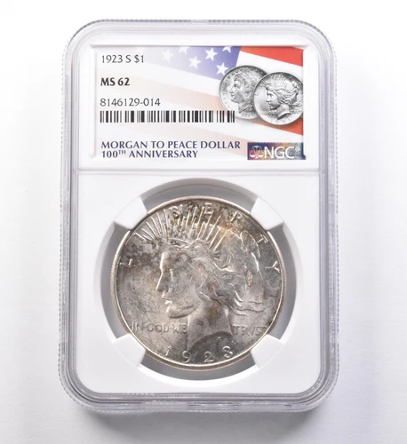 1923-S Peace Silver Dollar MS62 NGC *9658