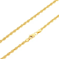 10K Yellow Gold 3mm Rope Chain Laser Diamond Cut Necklace Mens Womens 18"