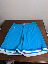 NBA Charlotte Hornets Basketball Game Issued Shorts Throwback Teal Size 48