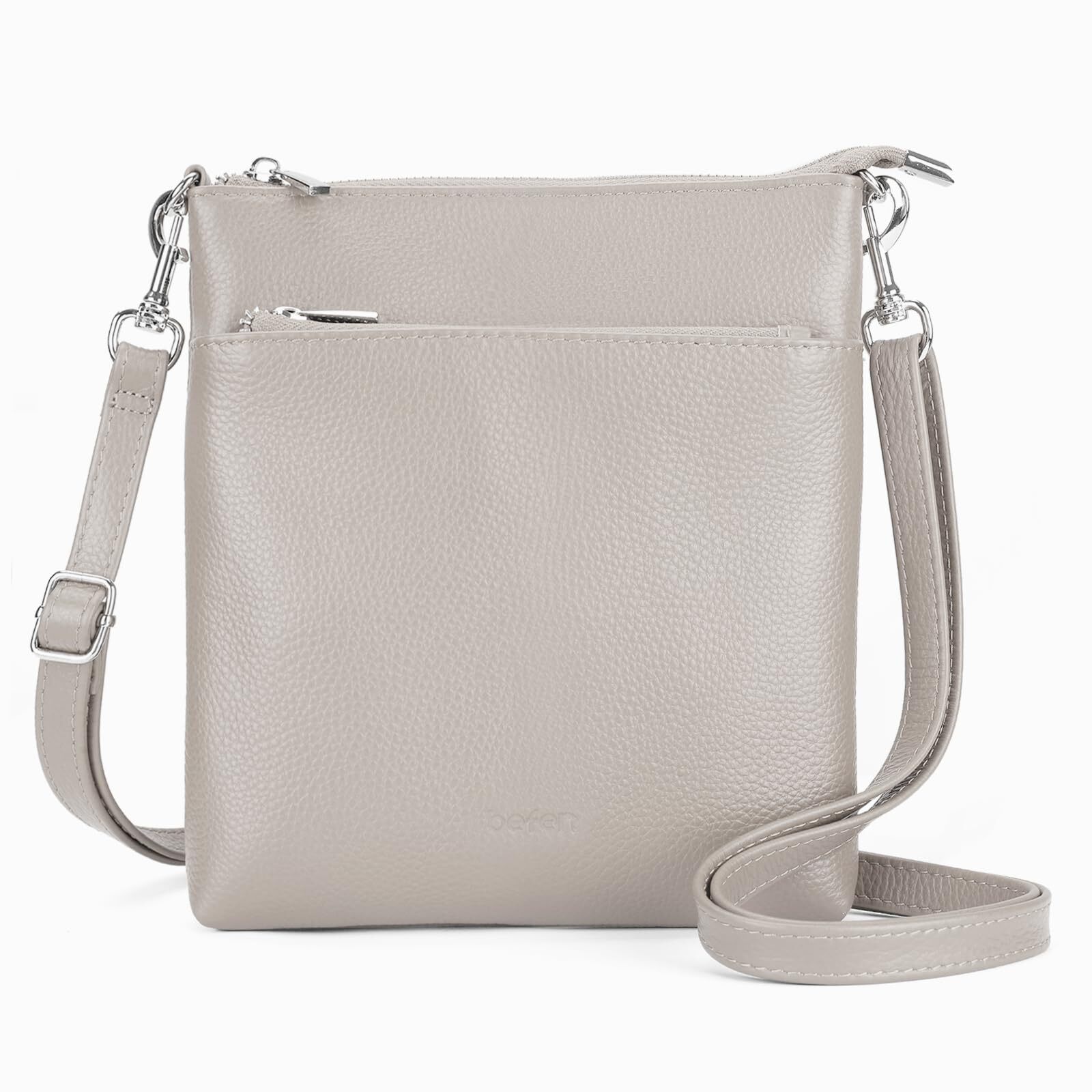 Small Beige Gray Genuine Leather Crossbody Purses for Women Designer Travel S...