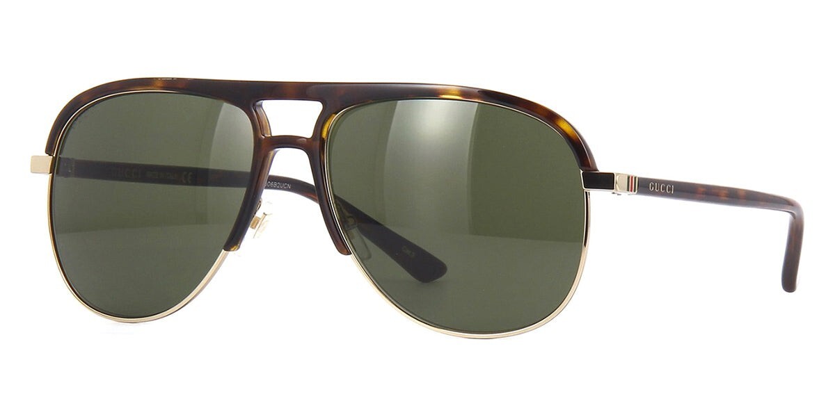 Gucci GG0292S 003 Havana & Gold Green Lens Oversized Sunglasses Sonnenbrille 60