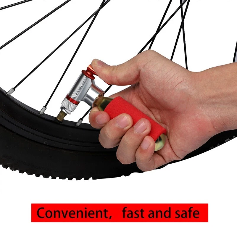 WEST BIKING Mini Bicycle Pump Fast CO2 Tire Inflator Bike Pump Schrader Presta - Image 4 of 4