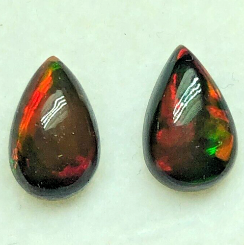 3.35 ct Pair of Natural Beautiful Cabochon Black Opal Loose Gemstone - Picture 8 of 13