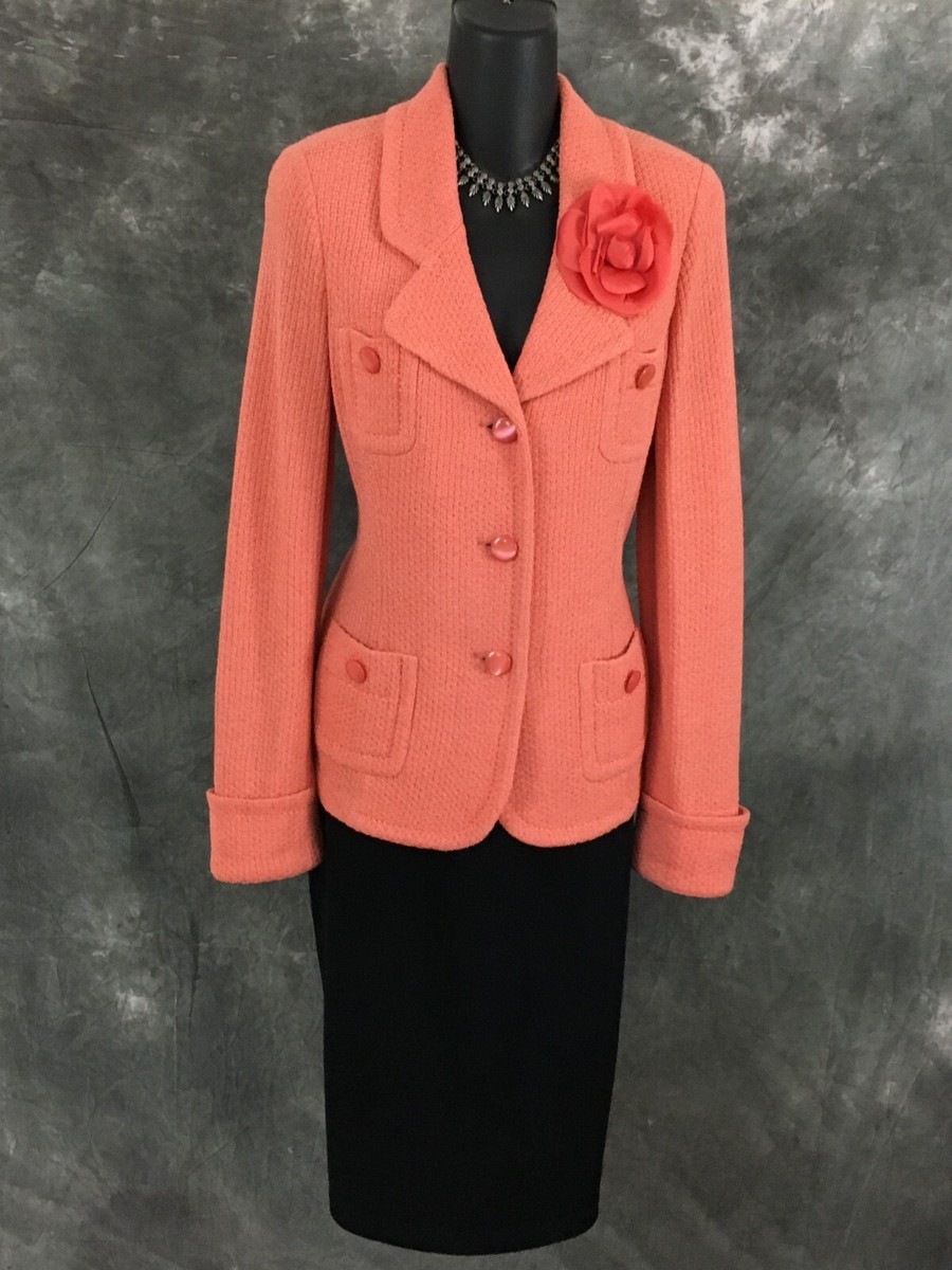 BEAUTIFUL St John knit jacket coral suit blazer size 4 | eBay