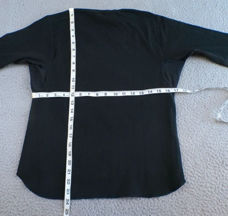 Camisa Ventalayer Doble Plegable Para Mujer Grande Negra Manga Larga Cuello Redondo Base Térmica Foto 4 de 4