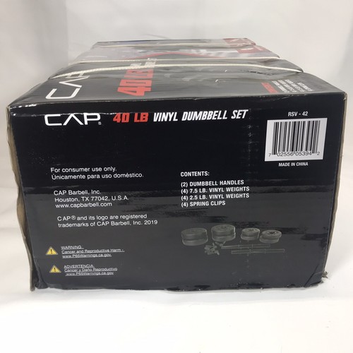CAP Barbell 40-Pound Vinyl Dumbbell Set - Cement Filled Plates - NEW - Picture 4 of 5
