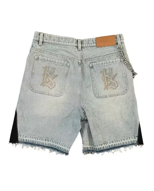 Shorts jeans unissex retrô design gráfico logotipo jeans estilo bermuda casual - Imagem 4 de 4