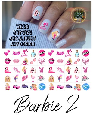 Barbie Set 2 Waterslide Nail Art Decals Set Of 50 Instructions & Bonus
