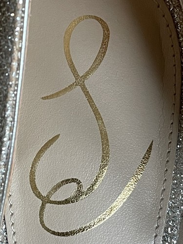 💠SAM EDELMAN Nocciola 7 decolte tacco oro chiaro/argento maglia scintillante SPEDIZIONE GRATUITA - Foto 10 di 18