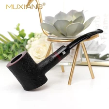 MUXIANG Briar Poker Tobacco Pipe Handmade Wooden 9mm Sandblasted Smoking Pipe