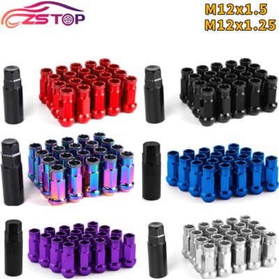 Open End M12 x 1.5mm M12 x 1.25mm 20PCS Forged Steel Racing Wheel Lug Nuts 47mm