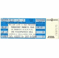 JOE PISCOPO & RICH HALL Full Concert Ticket Stub SAN DIEGO 8/8/87 SYMPHONY SNL