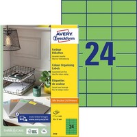 Avery Zweckform Etiketten 3450 GrüN 70,0 X 37,0 Mm, 100 Blatt