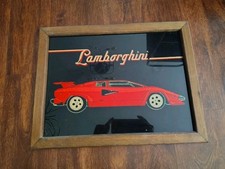 Vintage Lamborghini Glitter Glass GraphiCreations Wood Framed Picture 18” X 14”