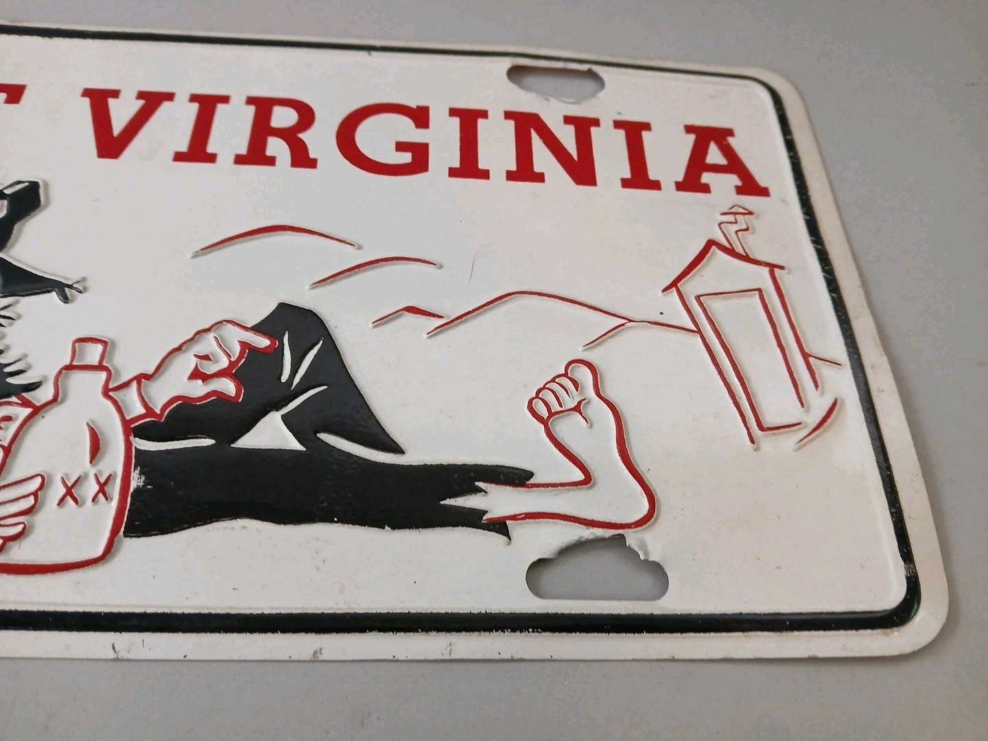 RARE Vintage West Virginia Moonshiner License Plate Hillbilly WV Embossed