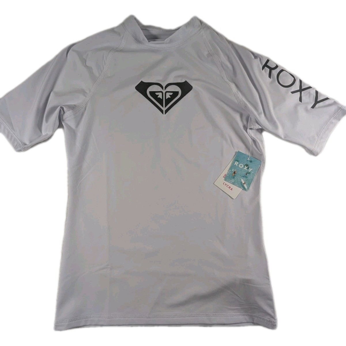 Roxy Whole Hearted Rash Guard Women's Large White/Black Short