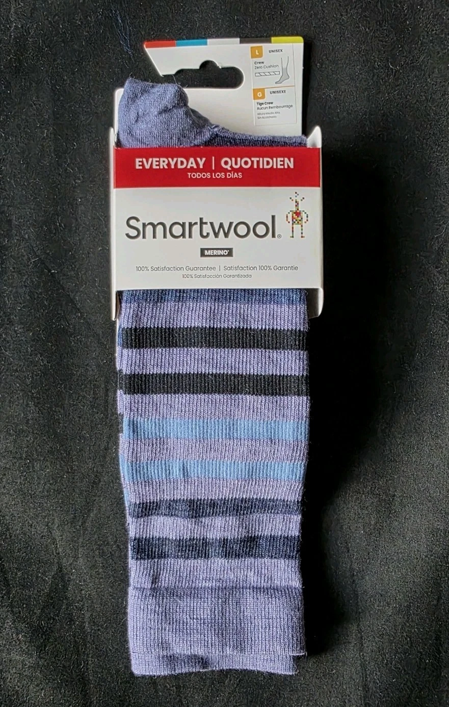 SMARTWOOL MEN EVERYDAY SPRUCE STREET 0 CUSHION CREW SOCKS BLUE SZ L#SW001736-NWT