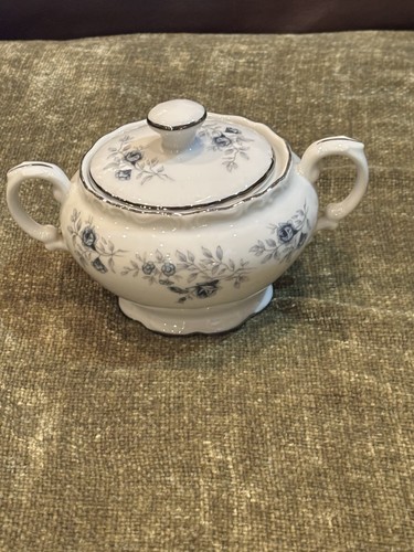 *Baroque Bleu* by DANIELE Sugar Bowl With Lid Blue Rose Pattern Japan - Bild 3 von 11