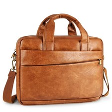 Faux Leather Messenger Bag for Men 15.6 Inch: Laptop Bag Briefcase Computer H...